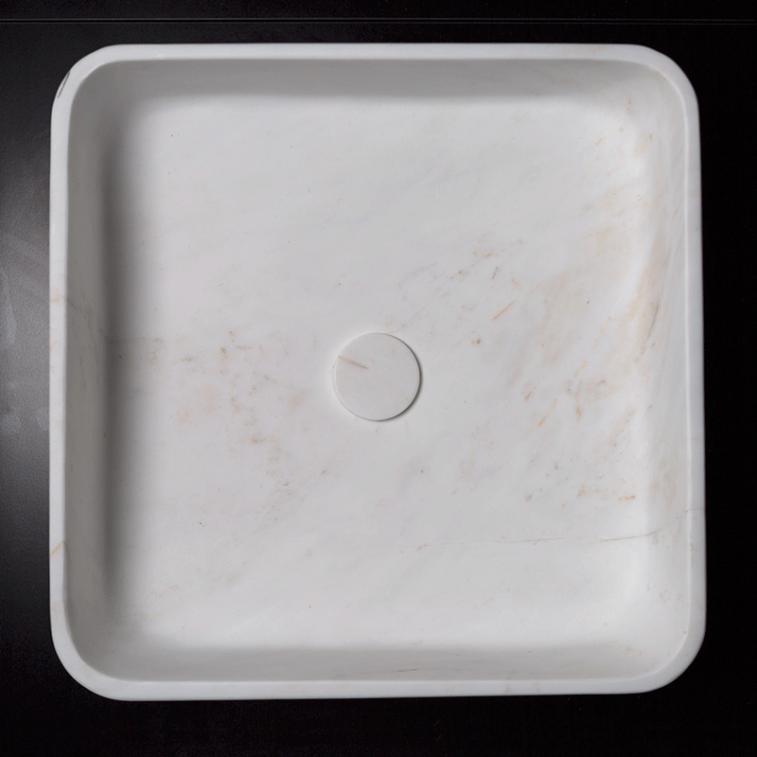 Bianco Oro Marble Square Honed Stone Sink 21