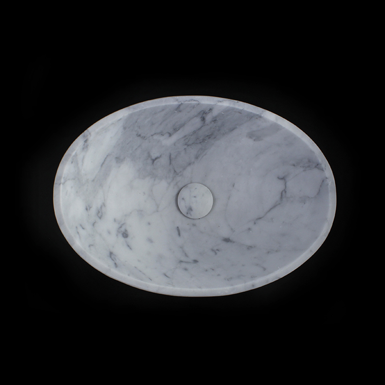 Italian Bianca Carrara Marble Oval Honed Basin 1219