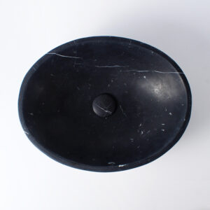 Nero Marquina Marble Oval Honed Stone Basin 1018