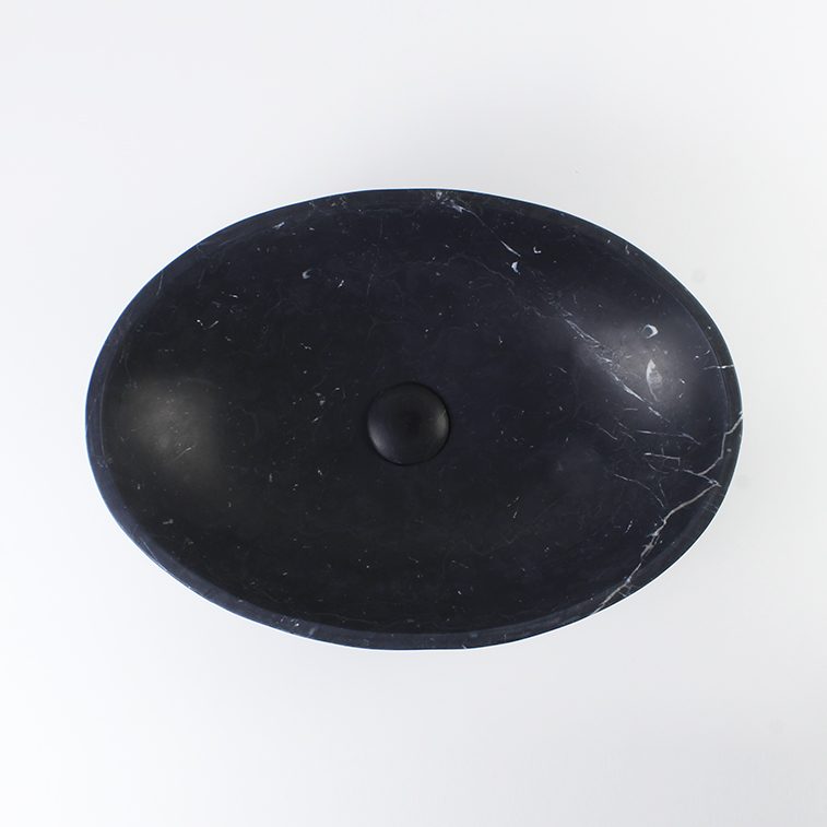 Nero Marquina Marble Oval Honed Basin 1134