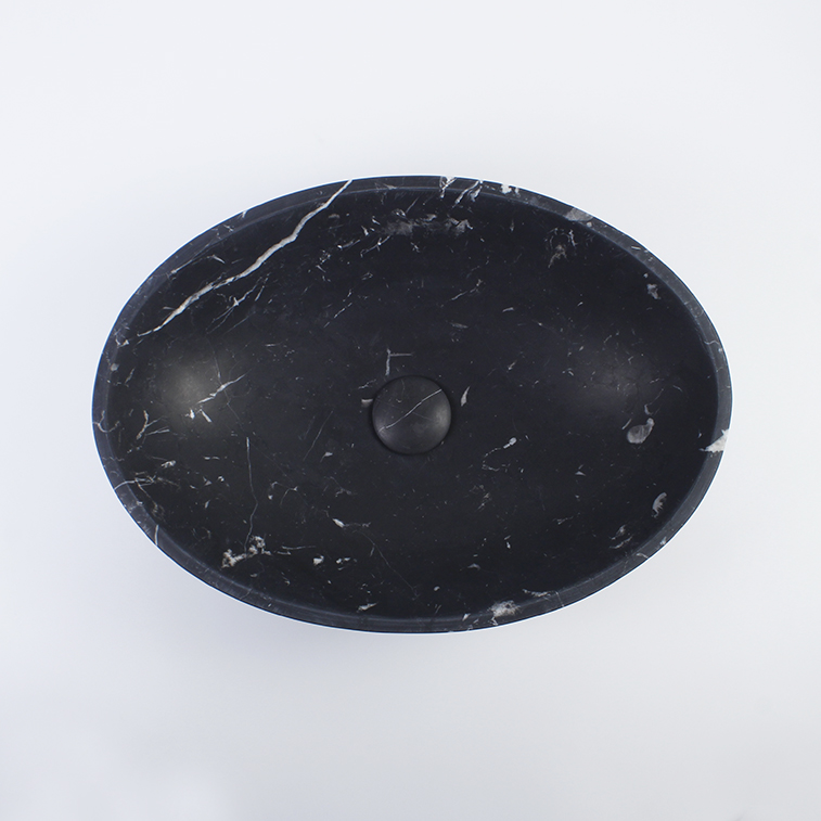 Nero Marquina Marble Oval Honed Basin 1212