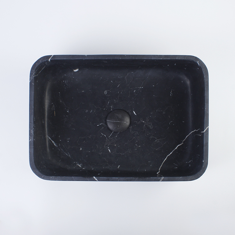 Nero Marquina Marble Rectangular Honed Stone Basin 1217