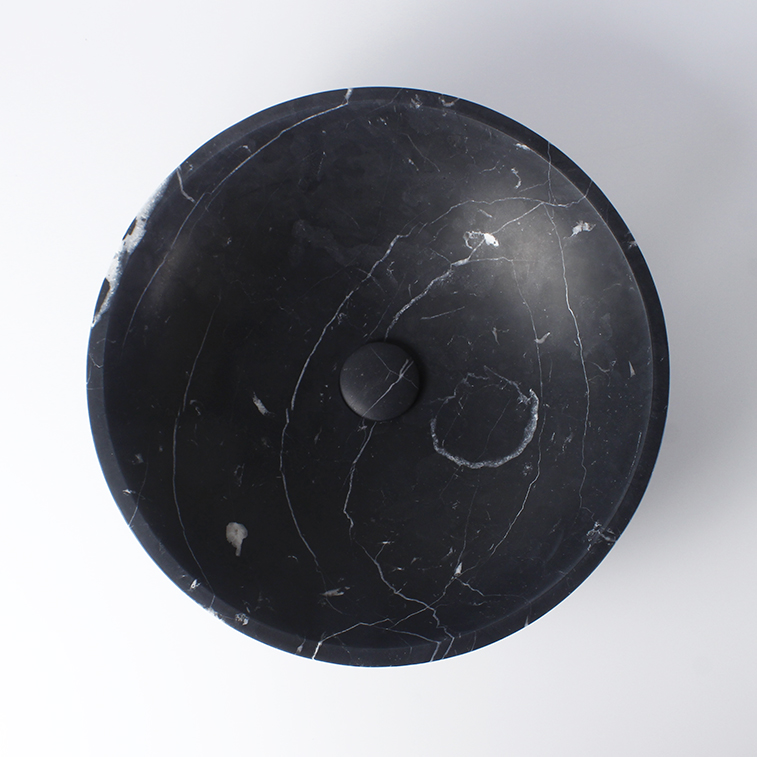 Nero Marquina Marble Round Honed Stone Basin 1007