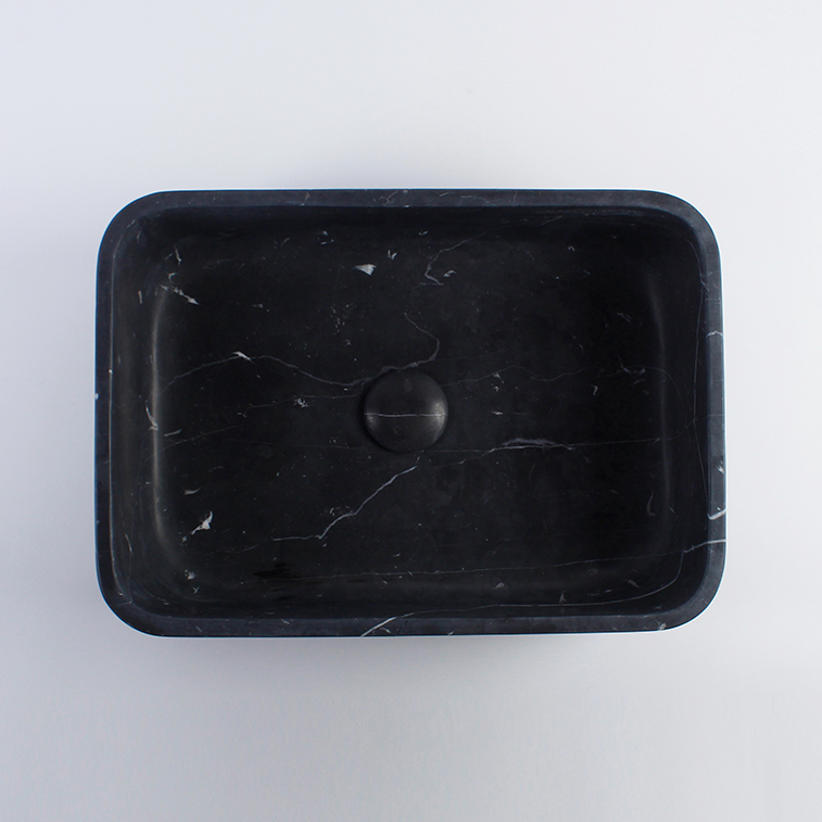 Nero Marquina Marble Rectangular Honed Stone Basin 1221