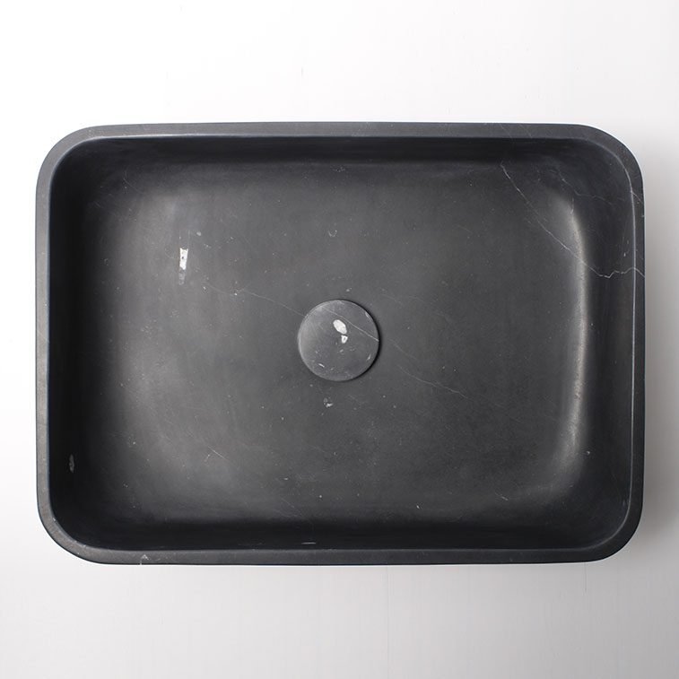 Nero Marquina Marble Rectangular Honed Stone Basin 203