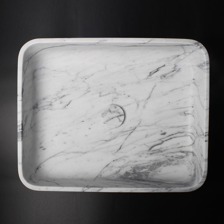 Arabescato Marble Rectangular Honed Stone Sink 233