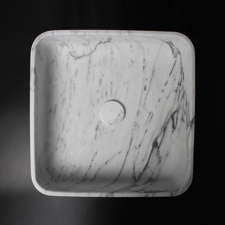 Arabescato Marble Square Honed Stone Sink 223