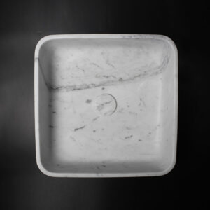 Arabescato Marble Square Honed Stone Bowl 224