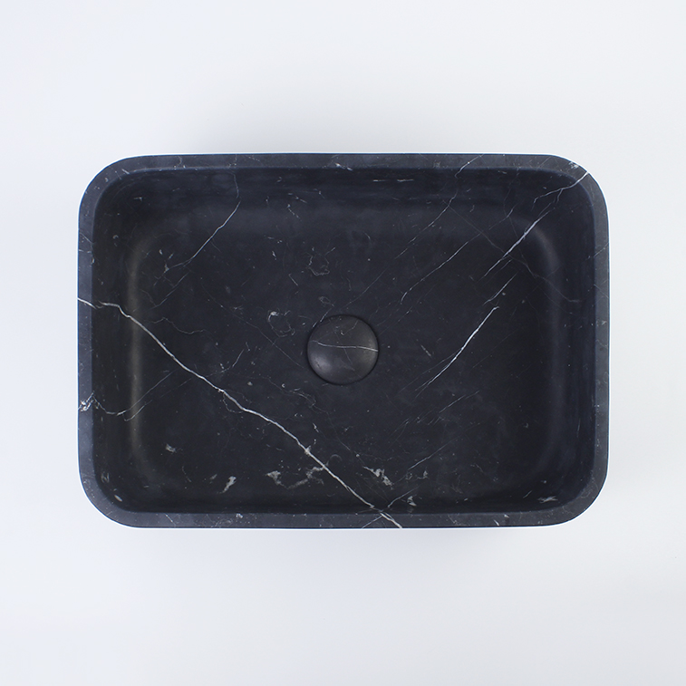 Nero Marquina Marble Rectangular Honed Stone Basin 1222