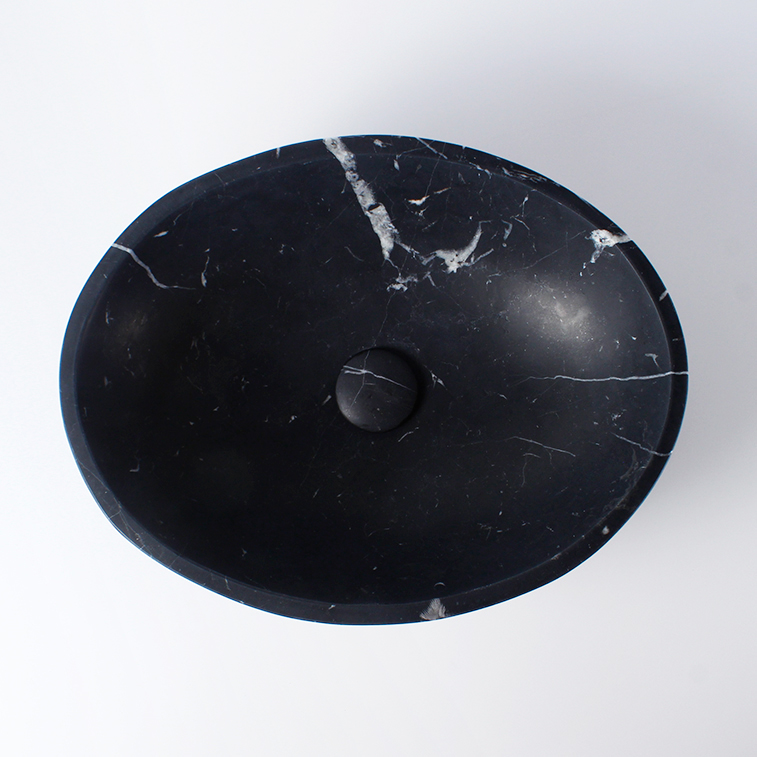 Nero Marquina Marble Oval Honed Stone Basin 1017