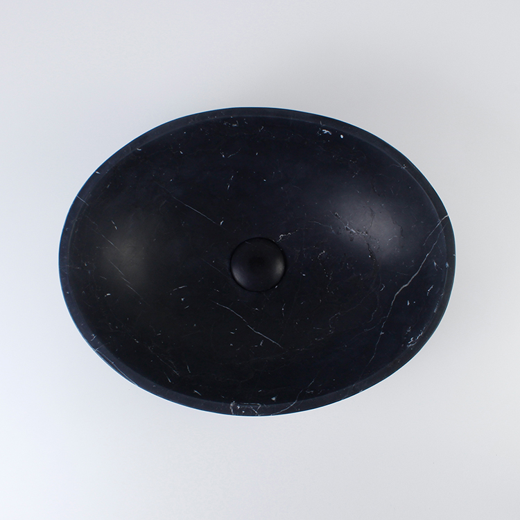 Nero Marquina Marble Oval Honed Basin 1120