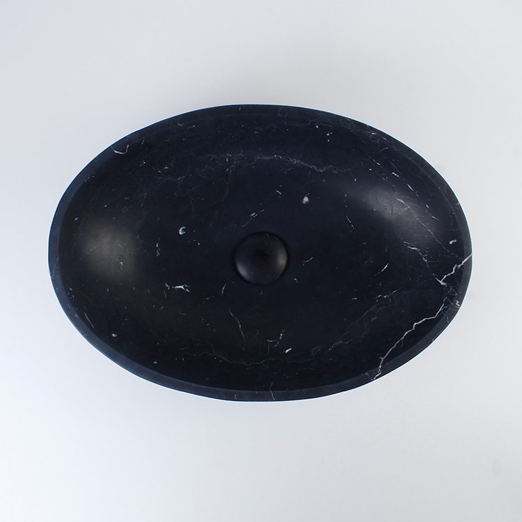 Nero Marquina Marble Oval Honed Basin 1125
