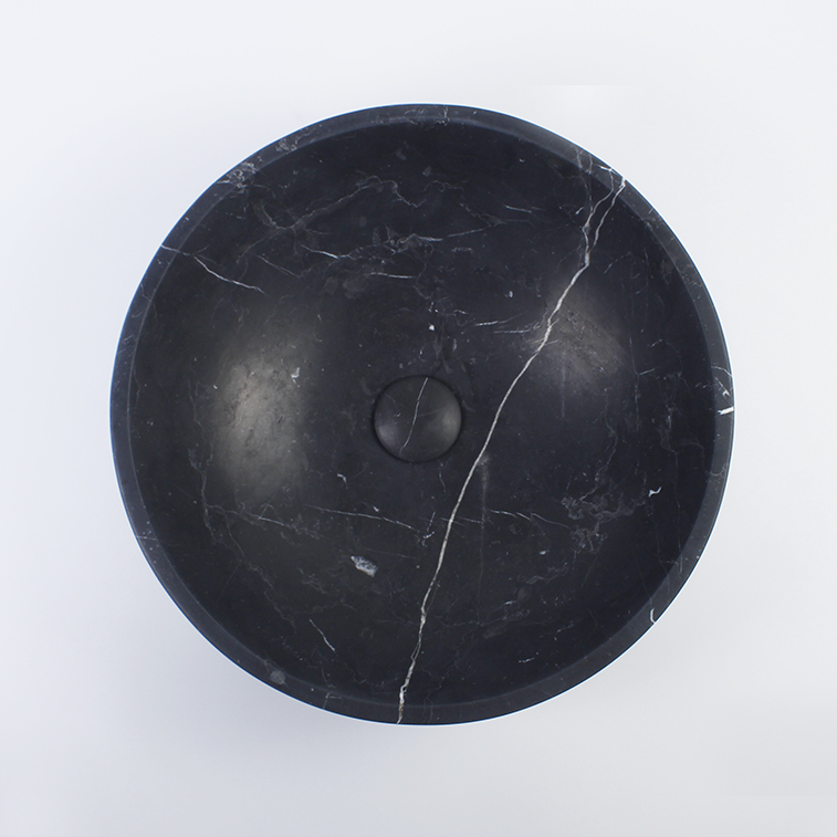 Nero Marquina Marble Round Honed Stone Basin 1202