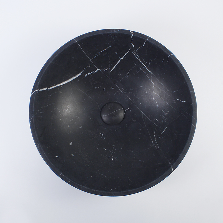 Nero Marquina Marble Round Honed Stone Basin 1203