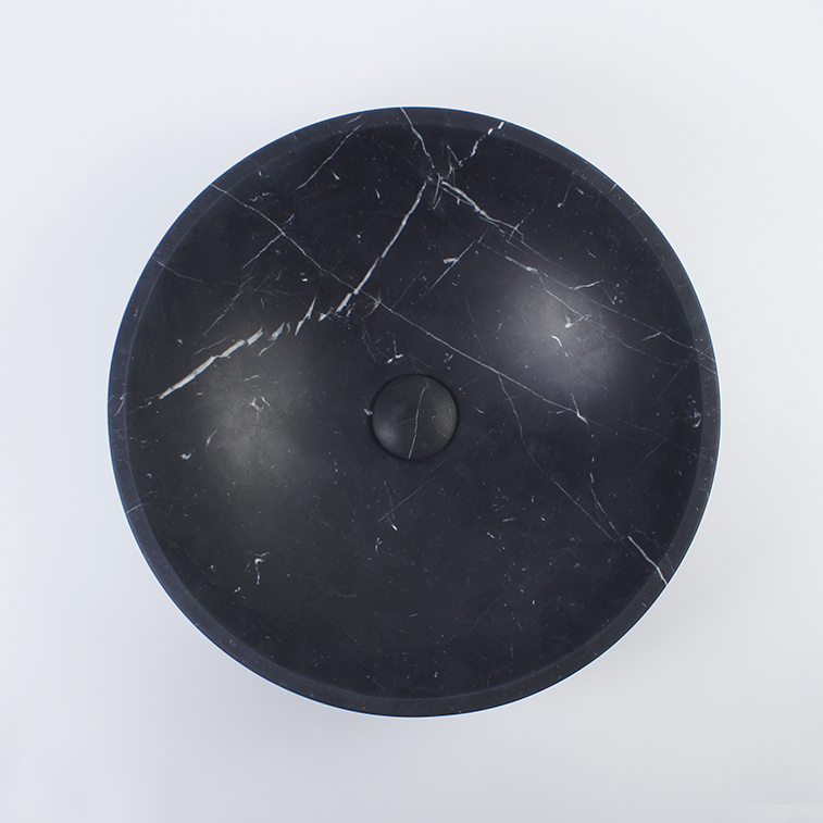 Nero Marquina Marble Round Honed Stone Basin 1204