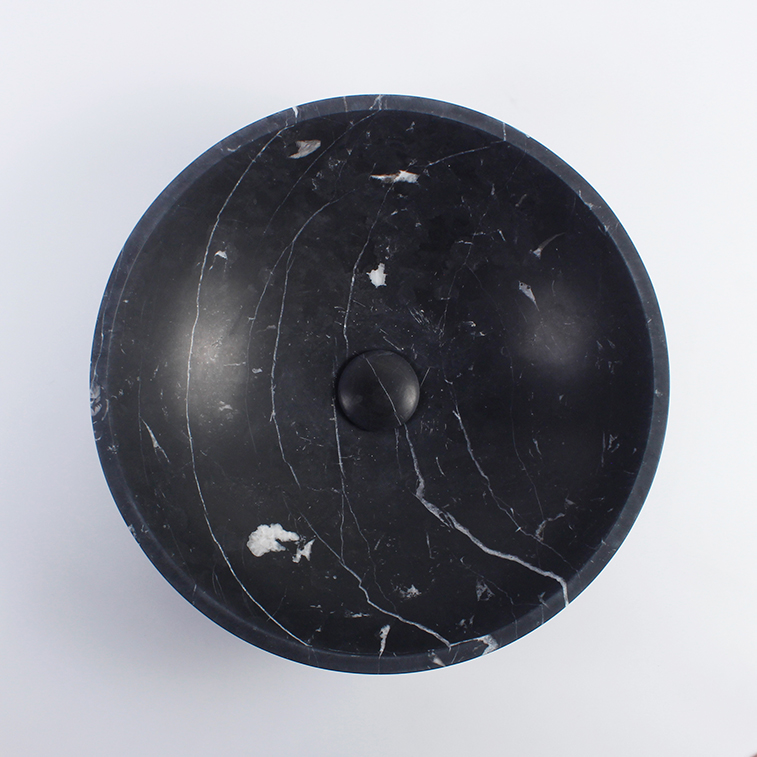 Nero Marquina Marble Round Honed Stone Basin 1205