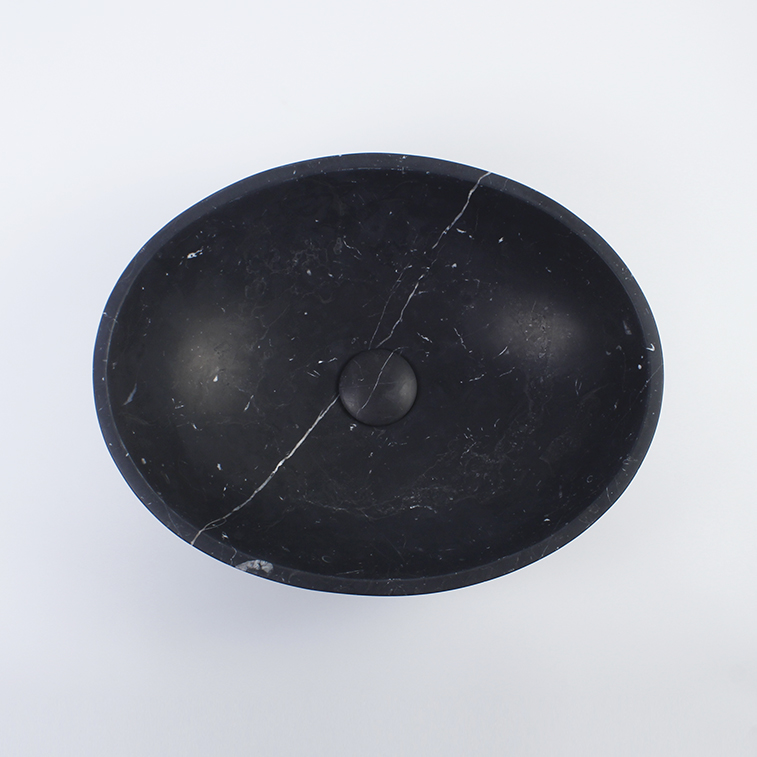 Nero Marquina Marble Oval Honed Basin 1206