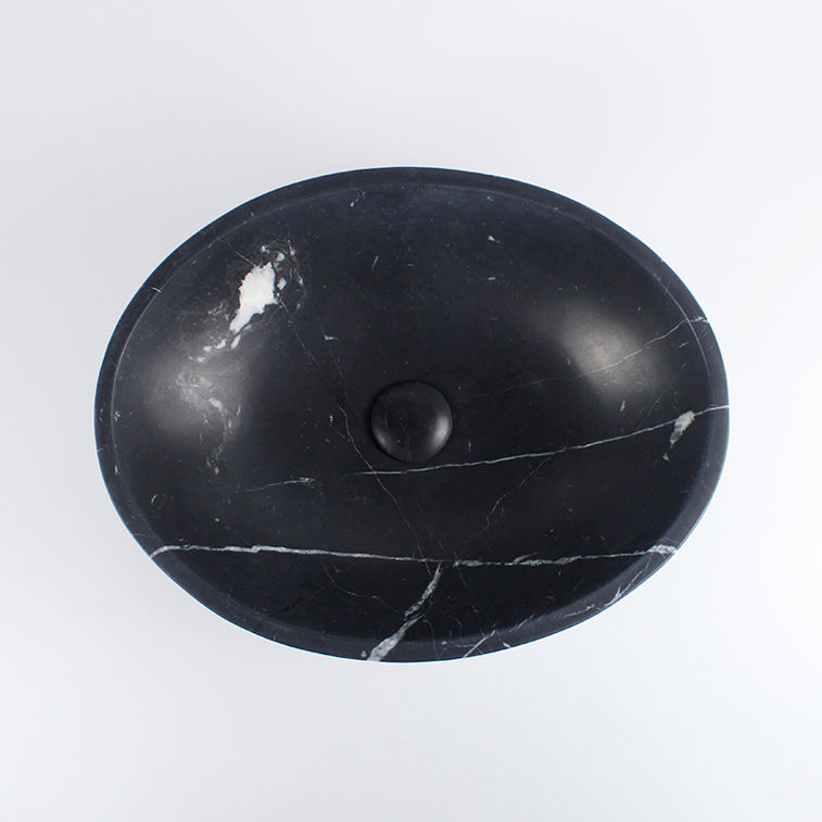 Nero Marquina Marble Oval Honed Stone Basin 906