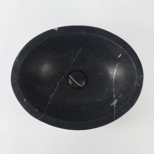 Nero Marquina Marble Oval Honed Undermount Stone Basin 753