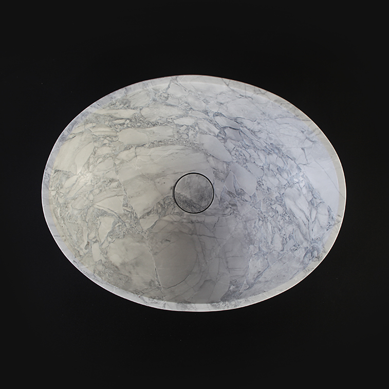 Super White Granite Honed Oval Stone Basin 1416
