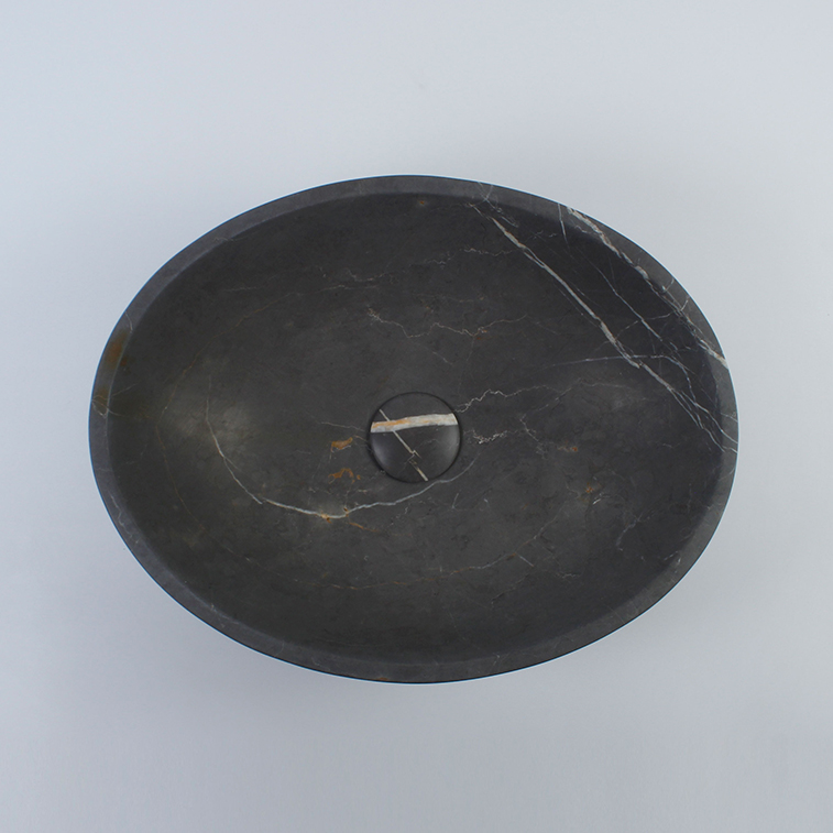 Pietra Grey Limestone Oval Honed Stone Basin 1425