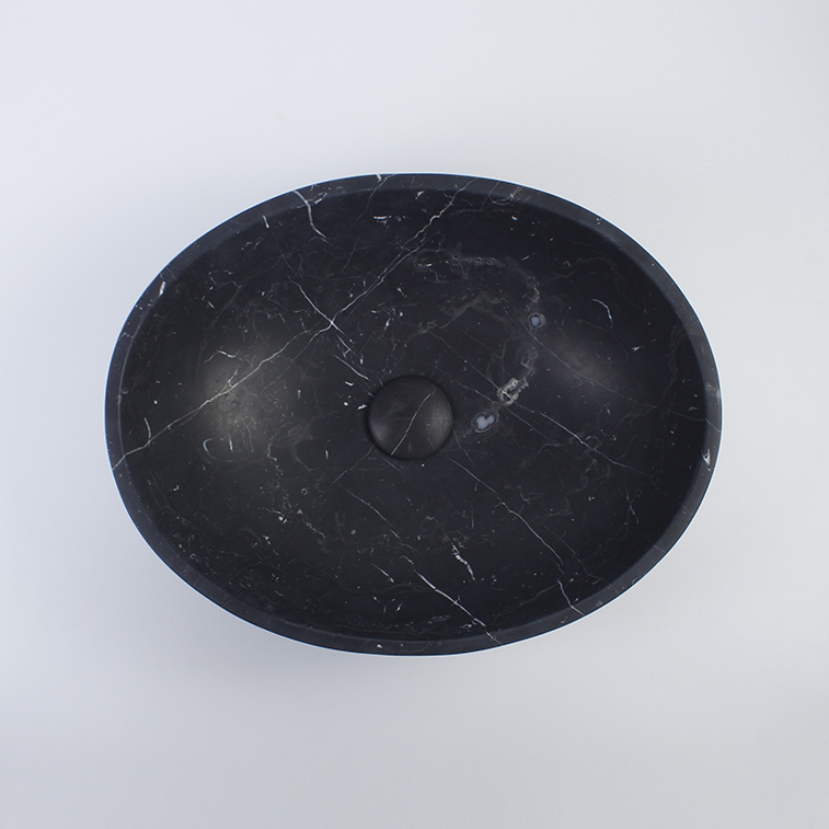 Nero Marquina Marble Oval Honed Basin 1209