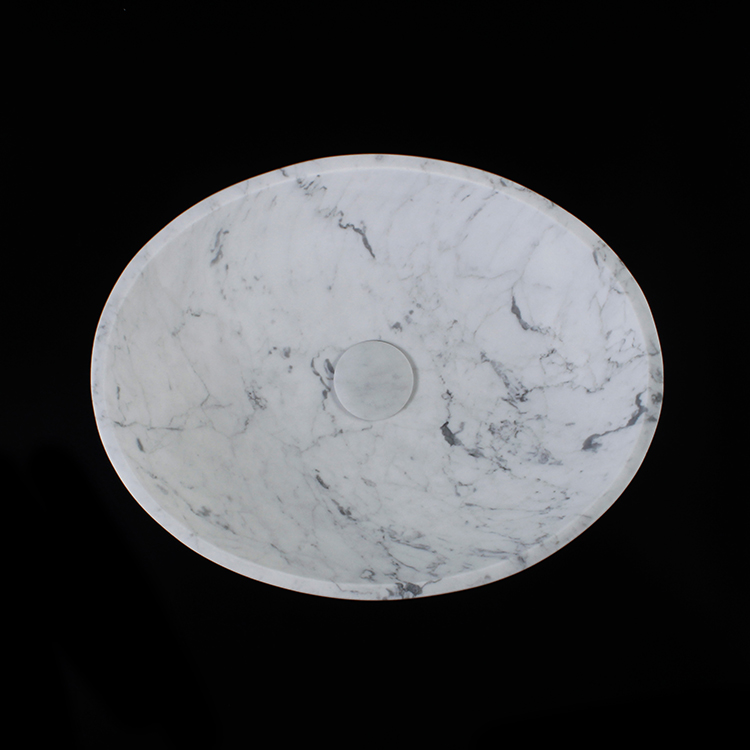 Italian Bianco Carrara Extra Marble Oval Honed Basin 1129
