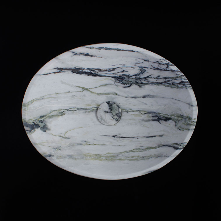 Calacatta Jade Marble Oval Honed Basin 1406