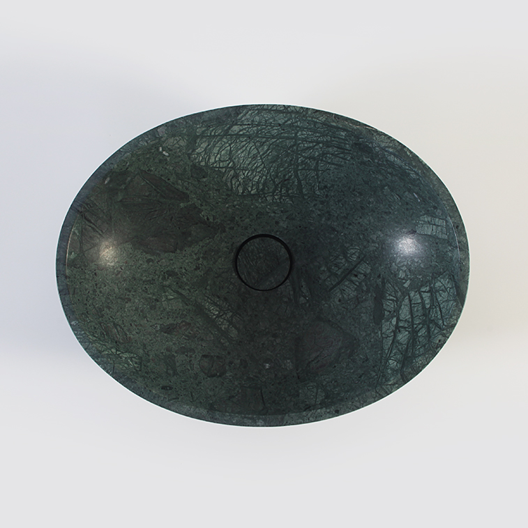Verde Green Marble Oval Honed Stone Basin 1416
