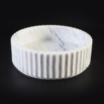 Fluted Carrara Marble Honed (All Surface) Cylindrical Stone Basin 1419