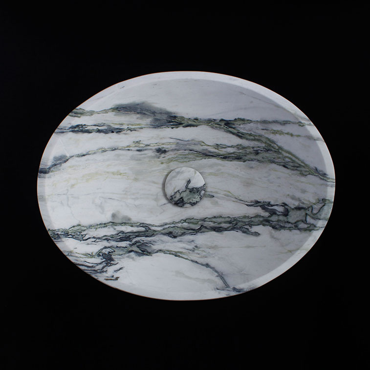 Calacatta Jade Marble Oval Honed Basin 1407