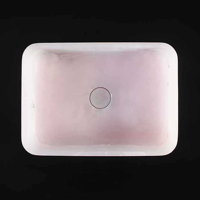 Pink Onyx Rectangular Honed Basin 1402