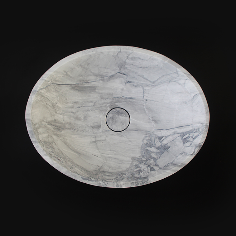 Super White Granite Honed Oval Stone Basin 1417