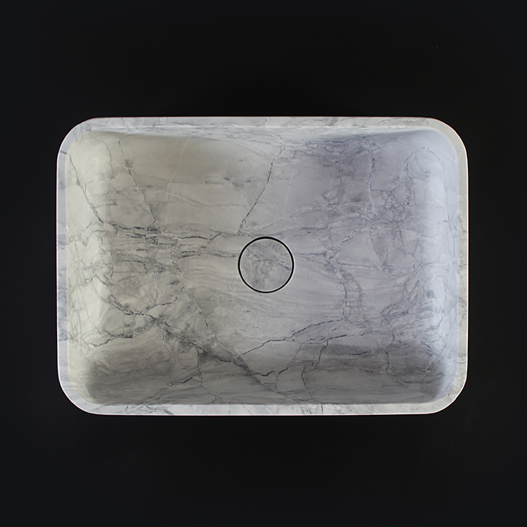 Super White Granite Honed Rectangular Stone Basin 1412