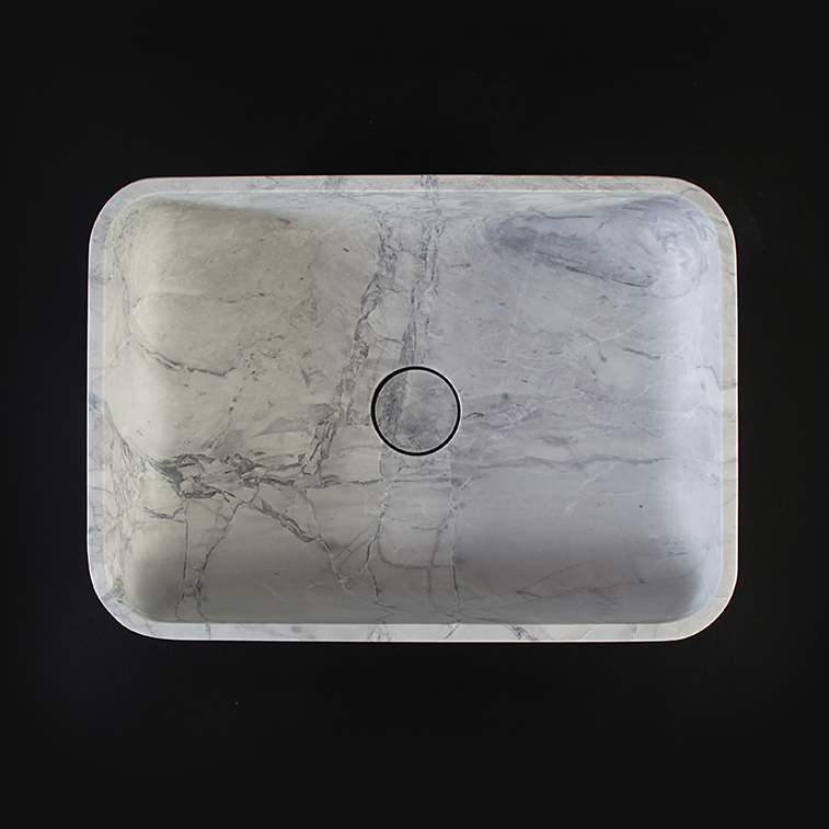 Super White Granite Honed Rectangular Stone Basin 1414