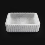 Fluted Carrara Marble Rectangular Honed Stone Basin 1539