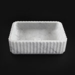 Fluted Carrara Marble Rectangular Honed Stone Basin 1540