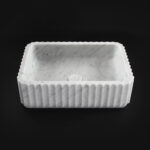 Fluted Carrara Marble Rectangular Honed Stone Basin 1542
