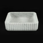 Fluted Carrara Marble Rectangular Honed Stone Basin 1627