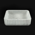 Fluted Carrara Marble Rectangular Honed Stone Basin 1629