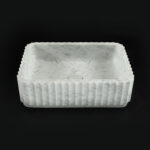 Fluted Carrara Marble Rectangular Honed Stone Basin 1631