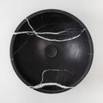 Nero Marquina Marble Round Honed Stone Basin MAR26