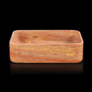 Rosso Travertine Filled Rectangular Honed Stone Basin