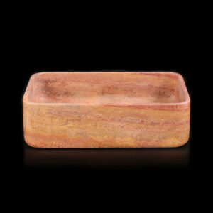 Rosso Travertine Filled Rectangular Honed Stone Basin