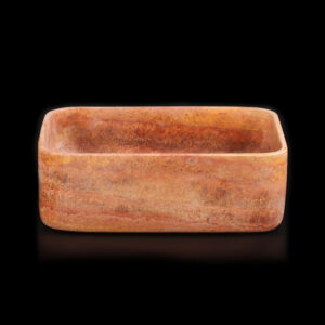 Rosso Travertine Filled Rectangular Honed Stone Basin