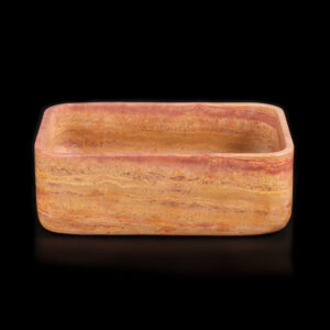 Rosso Travertine Filled Rectangular Honed Stone Basin
