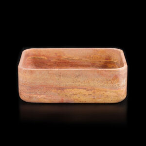 Rosso Travertine Filled Rectangular Honed Stone Basin
