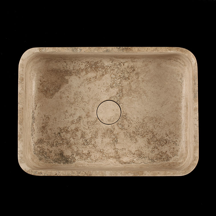 Travertine Silver Rectangular Basin