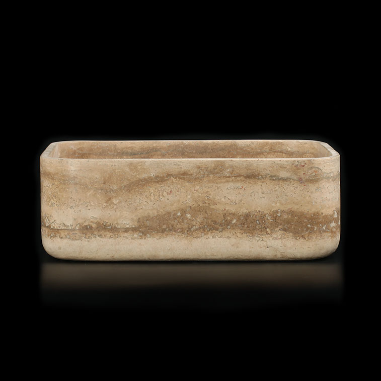 Travertine Silver Rectangular Honed Stone Basin