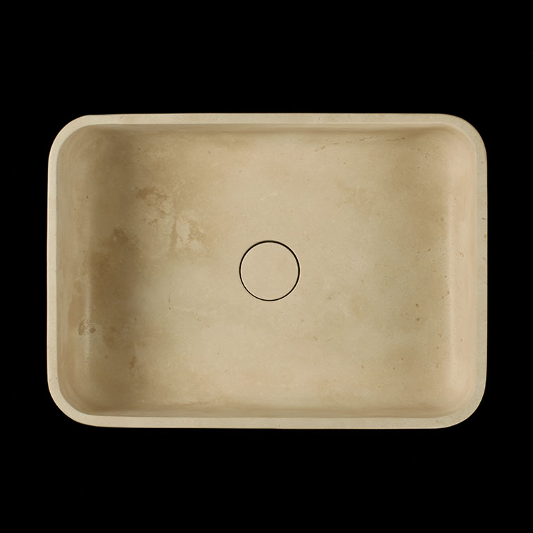 Travertine Classico Light Filled Honed Rectangular Basin